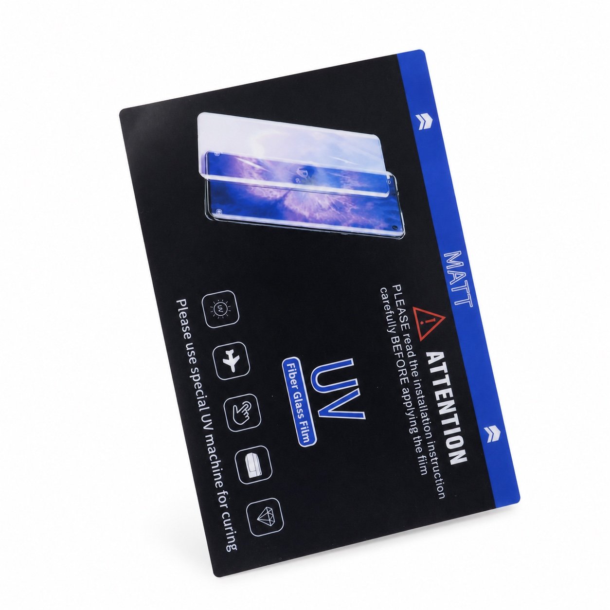 JJT matte UV film on a white background