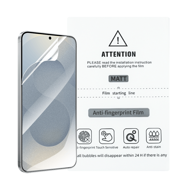Anti-fingerprint hydrogel film for comparison with tempered glass screen protectors