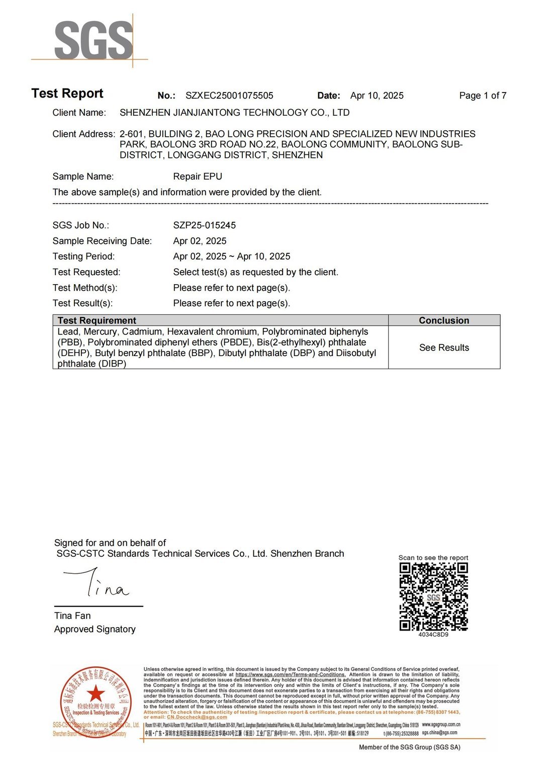 SGS Test Report - IEC 62321