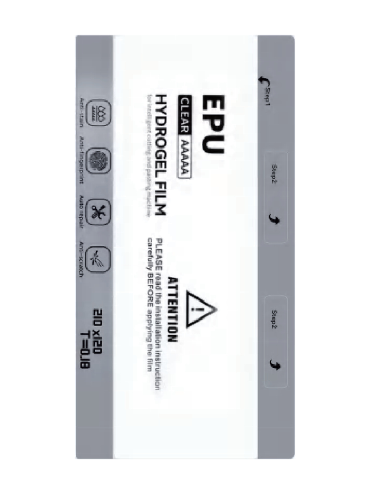 EPU HD Clear Film, 0.18 mm, 210 × 120 mm