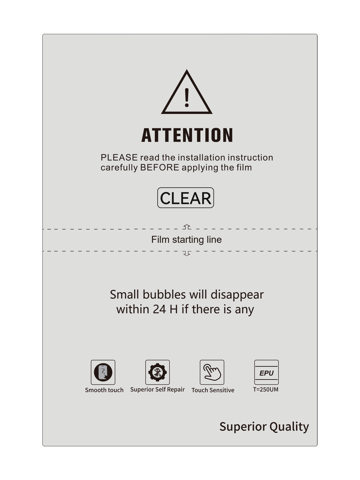 EPU HD Clear Film, Korean material, 0.25 mm
