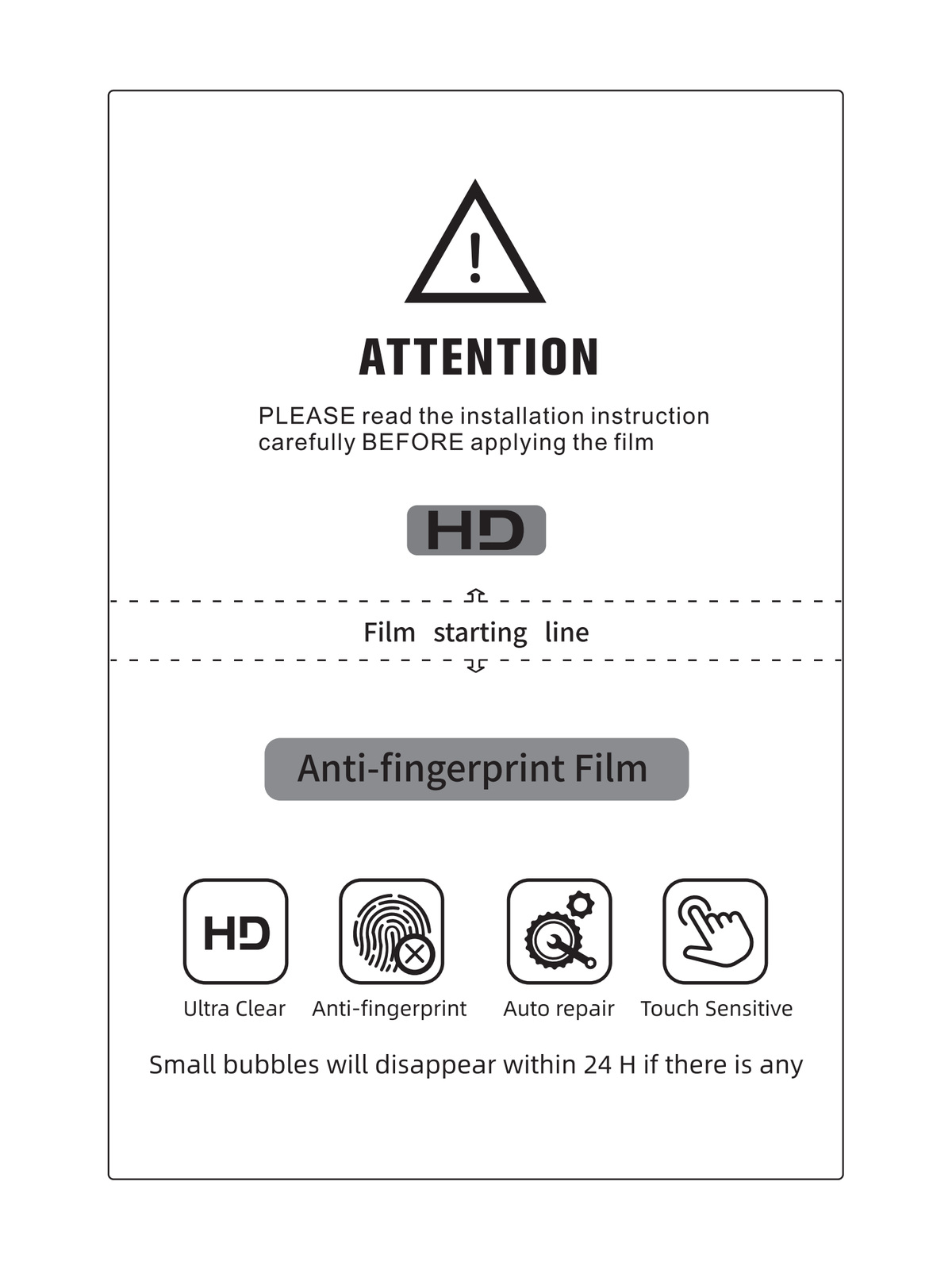 Anti-fingerprint TPU HD Clear Film, 0.145 mm