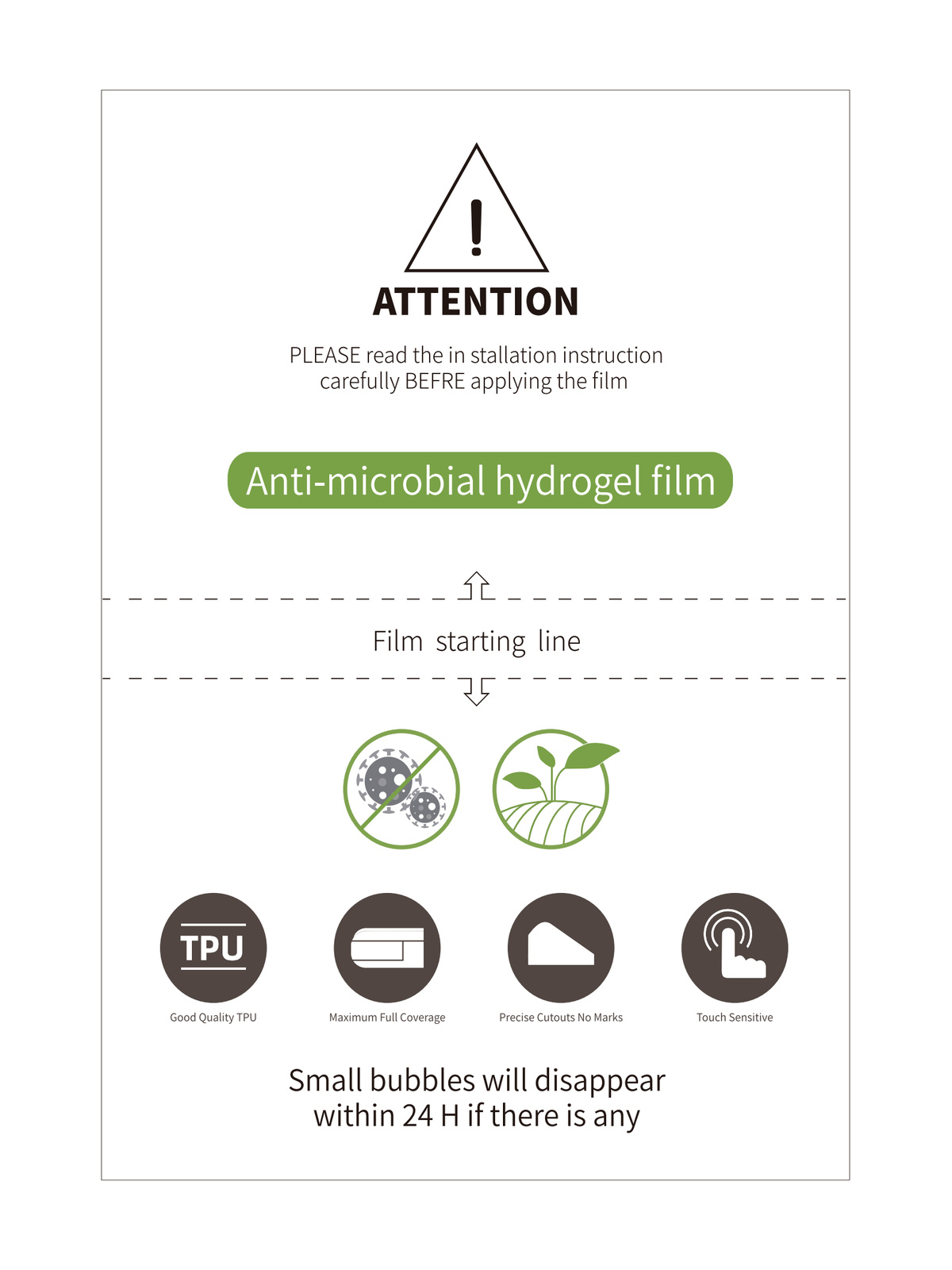Anti-microbial TPU HD Clear Film, Korean material, 0.21 mm