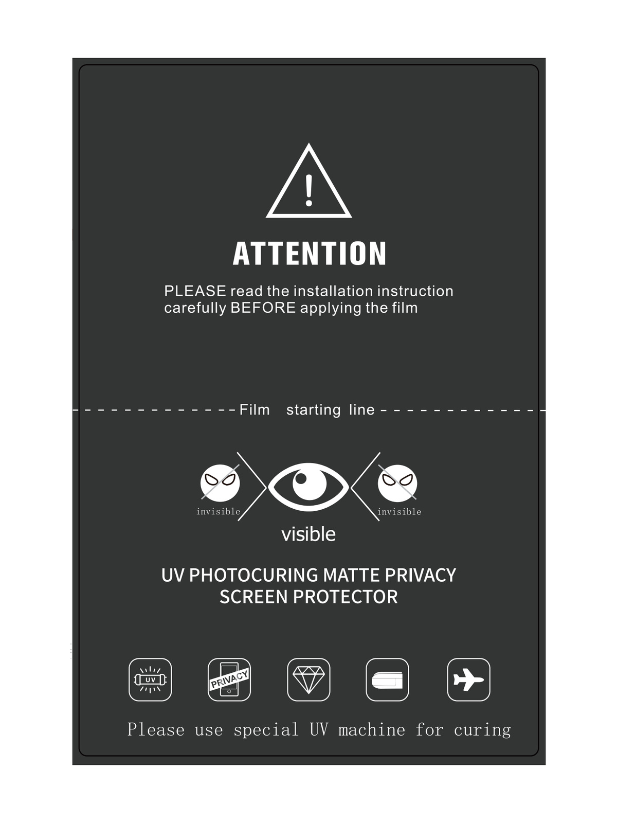 UV Matte Privacy Film, Korean material, 0.25 mm
